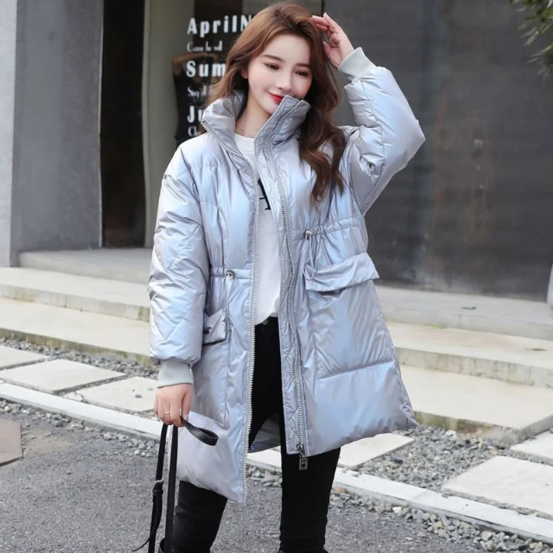 2022 New Ladies Casual Fashion Down Jacket White Duck Down Loose Casual Coat Winter Warm Plus Velvet Thick Puffer Coat