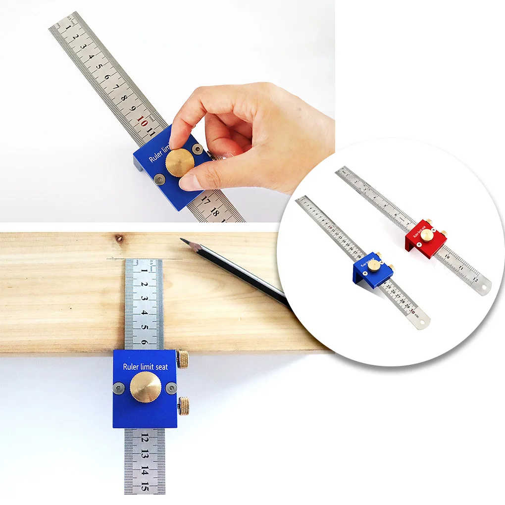 

30cm Stainless Steel Scribing Ruler Professional Right Angle Woodworking Metalworking Rulers Carpenter Tool Blue