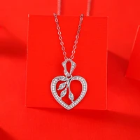 tkj 2022 new love necklace 100 s925 silver inlaid moissanite intimacy pendant simple ladies clavicle chain jewelry lover gift