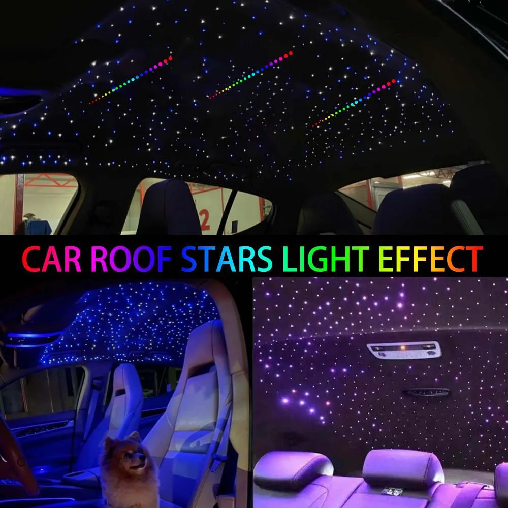 32W Dual Head Car Roof Star Fiber Optic Light with RGBW Shooting Meteor Effect APP&RF Car Led Interior Lights Starry Sky Ceiling images - 6