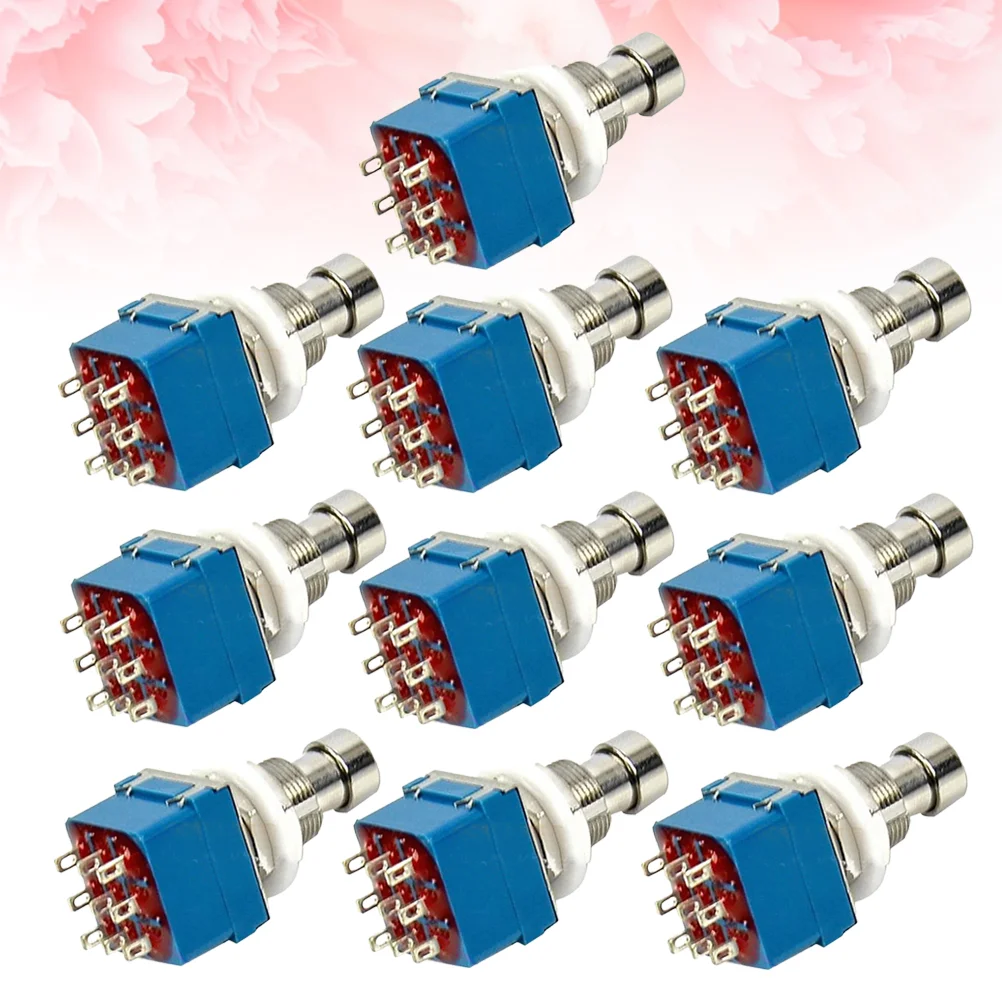 

10pcs 3PDT Box Stomp Guitar Effect Pedal Switch Push Button Switches Switch Pedal Box Metal True Bypass for Guitar Musical
