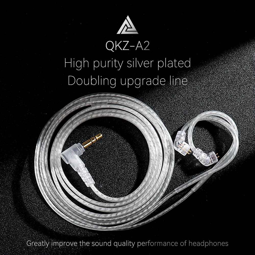 Фото QKZ A2 Проводные наушники KZ-кабель Модернизированный посеребренный кабель с микрофоном Кабели для наушников-вкладышей Монитор Оригинальная гарнитура №2