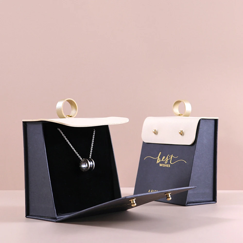 10Pcs Jewelry Box Popular Handle Jewelry Packaging Box Emblem Lipstick Gift Box Paper Box Wholesale for Wedding Valentine's Day