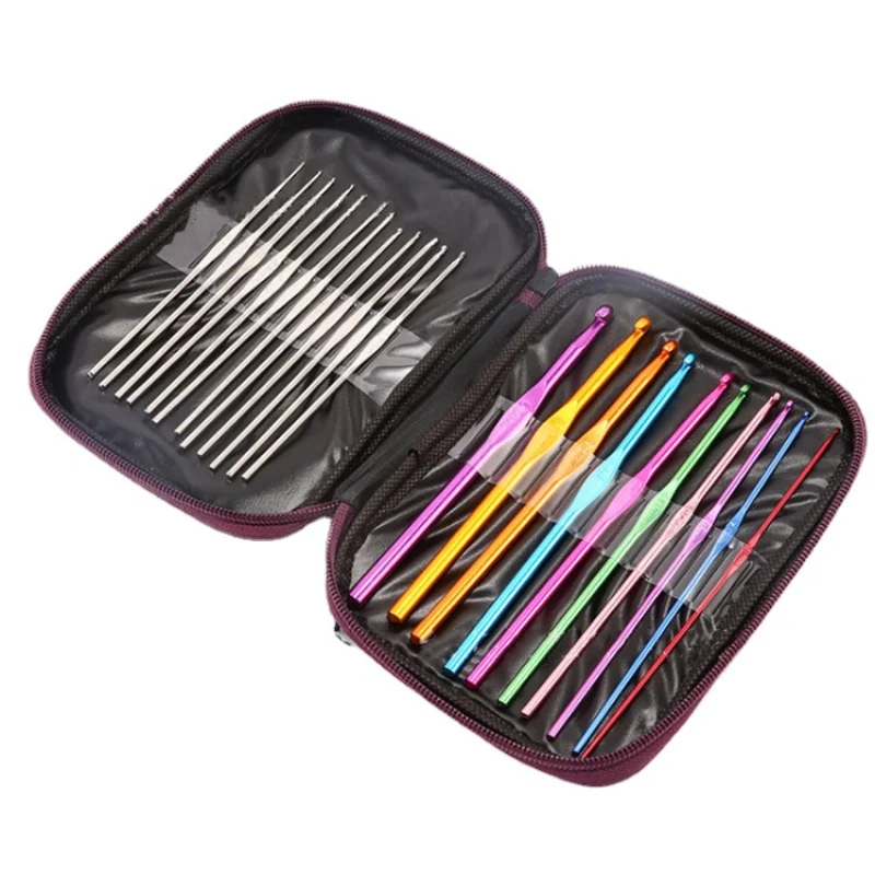 

22pcs Crochet Hook Set with Pink Bag 0.6mm-6.5mm Metal Knitting Needles Crochet Hook Set Tools Wholesale Essential for Knitting