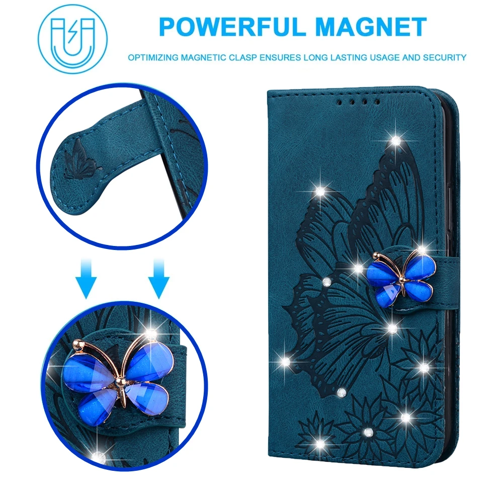 Фото Блестящий кожаный чехол-бумажник для телефона Xiaomi 13T 12T 11T 10T Lite,Redmi Note 13 12 11 10 9 Pro 13C 12S 10C 9A, чехол №3