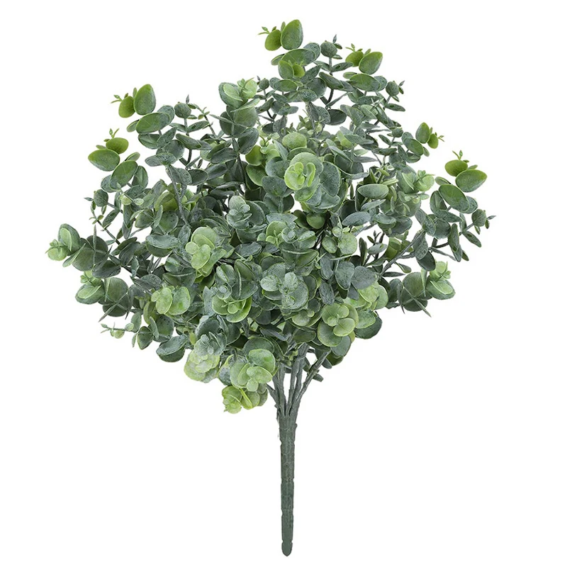 

7 fork Artificial Eucalyptus Leaves Fake Plants Branch Artificial Flowers for DIY Wreath Wedding Party Home Garden Outdoor Decor