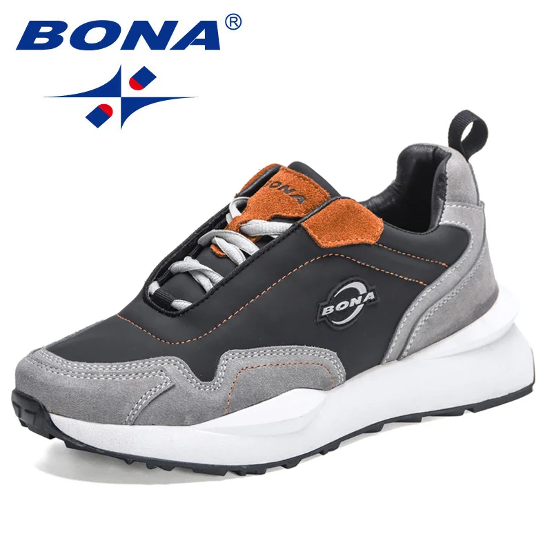 Фото Новинка 2022 дизайнерские модные кроссовки BONA дышащая повседневная мужская обувь