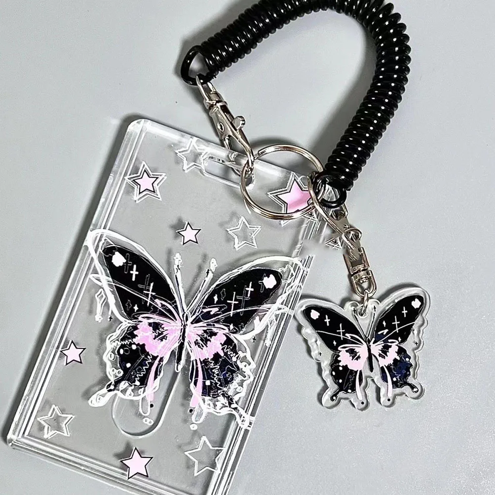 

Kpop Crystal Butterfly Photocard Holder ID Bus Credit Card Holder Y2k Transparent Idol Photo Protective Case School Stationery