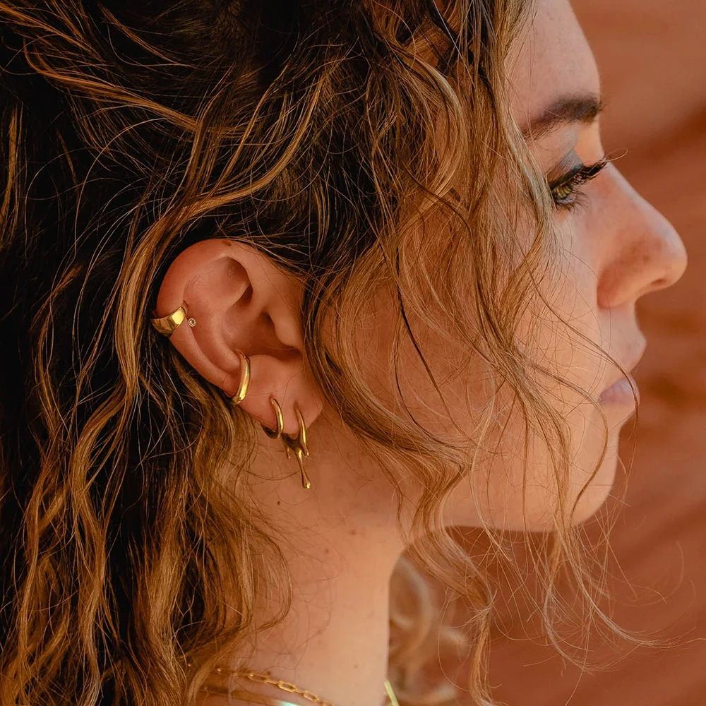 Nowe modne pozłacane kapanie kolczyki koła dla kobiet koło ze stali nierdzewnej możliwość układania w stosy kolczyk do piercingu oświadczenie