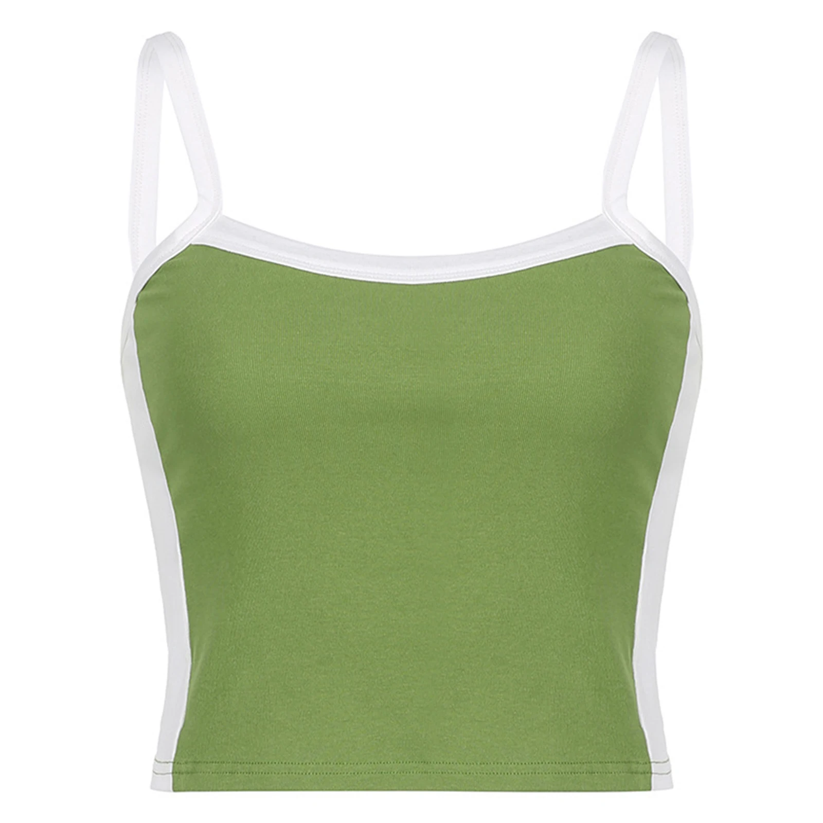 

Женский модный топ на бретельках контрастных цветов, короткий топ с U-образным вырезом, жилет для женского клуба, музыкального фестиваля, отдыха на пляже