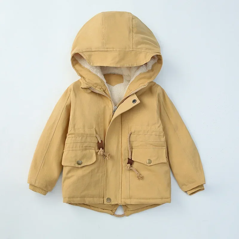

Winter Warm Plus Fleece Boys Jacket Withstand The Severe Cold Thick Hooded Outerwear Coat For Kids 6 Color 2-7 Years Old Clothes