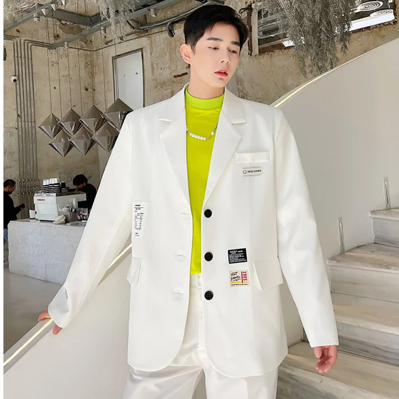 Новинка 2022 повседневная одежда мужской белый костюм пальто Корейская уличная