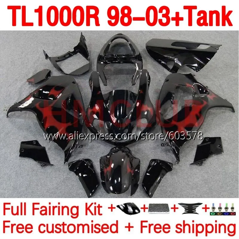 

+Tank For SUZUKI SRAD TL1000 TL 1000 R 1000R TL1000R 98 99 01 02 03 red flames 1998 2001 2002 2003 Injection Fairing 181No.17
