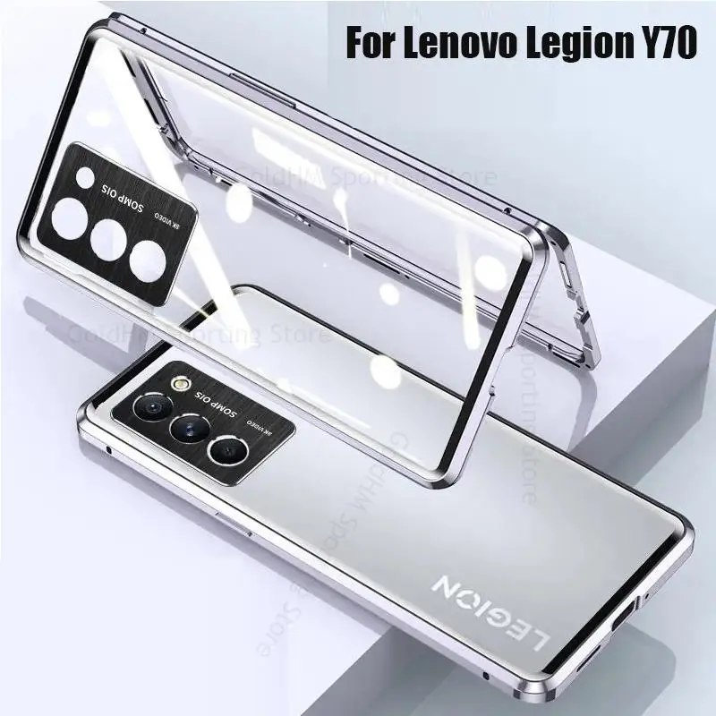 For Lenovo Legion Y70 5G Magnetic Adsorption Tempered Glass Flip Case For Lenovo Legion Y70 360 Double-Sided Lens Film Protector