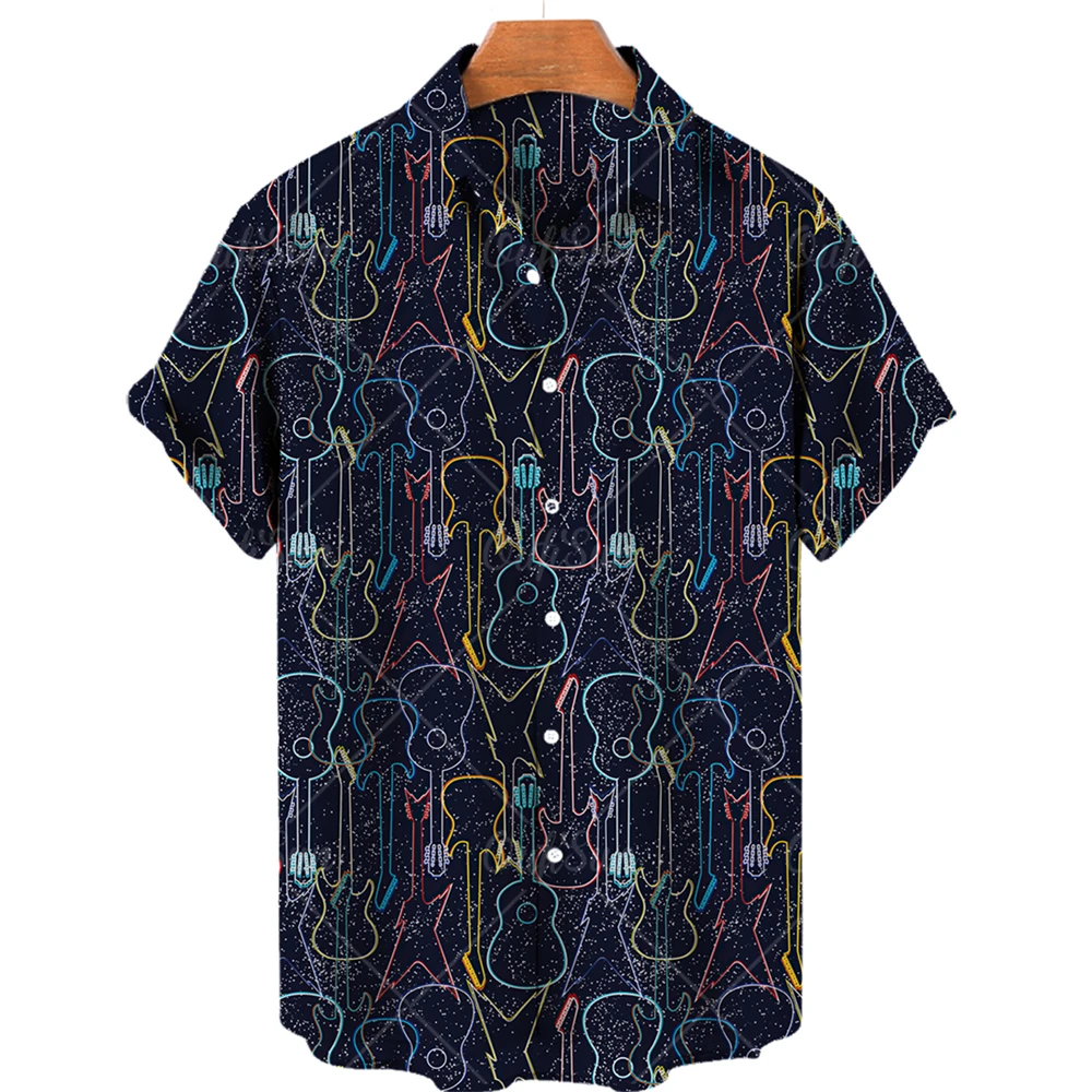 3D printed shirt Custom men's music element pattern summer large size loose short sleeve shirt Hawaiian Camicia