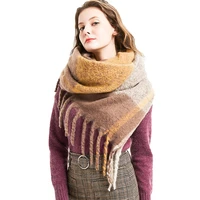 chenkio cashmere feel scarf and shawl thick soft striped plaid scarf shawl wrap for women scarf women luxury shawl for winter