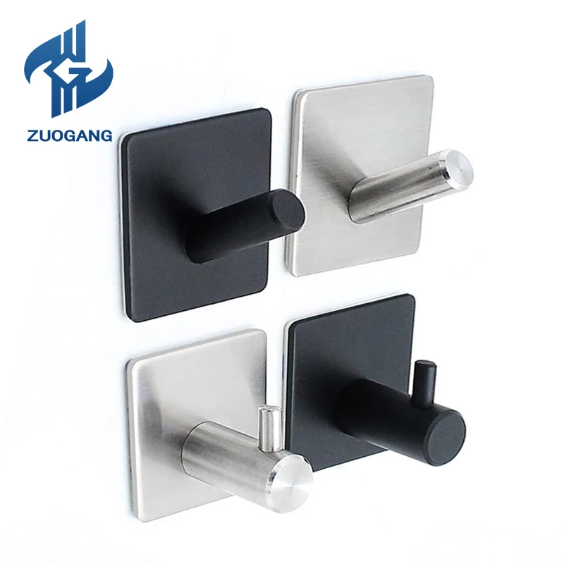 

ZG Black Robe Hook Wall Hook Towel Hook For Bathroom Stainless Steel Coat Hook Rustproof Hook Hanger For Kitchen Hardware