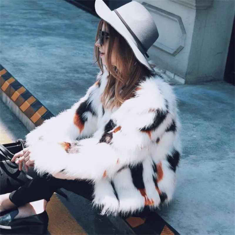 Color mixing faux mink leather jacket womens winter warm fur leather short coat women slim jackets jaqueta de couro fashion