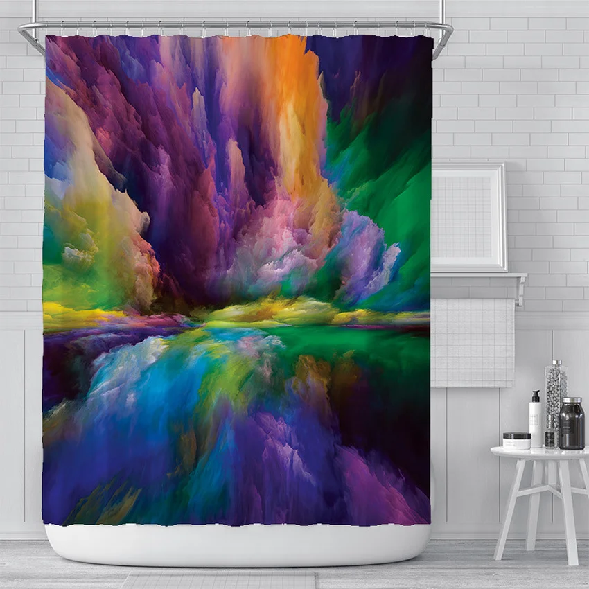 

Colorful Cloud Digital Printing Shower Curtain Waterproof Polyester Shower Curtain Waterproof Bathroom Cover Insulation for Home