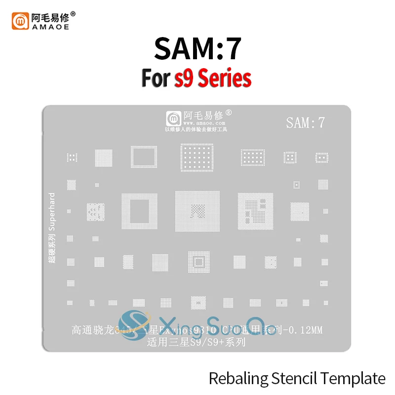 

Amaoe SAM7 BGA Reballing Stencil For Samsung S9 S9+ Exynos9810 For Snapdragon 845 CPU Baseband eMMC Wifi Touch Power PA IC