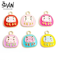 10pcslot enamel oil drop japan blessing dharma charms for diy jewelry makings pendant necklace keychain earrings handmade craft
