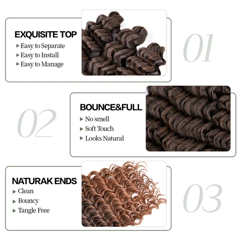 22 дюйма Глубокий Волнистый Твист Кроше Оплетение Волос Наращивание Синтетический Braid Афро Кудри Воды Волна Твист Кроше Оплетение Волос Для Женщин