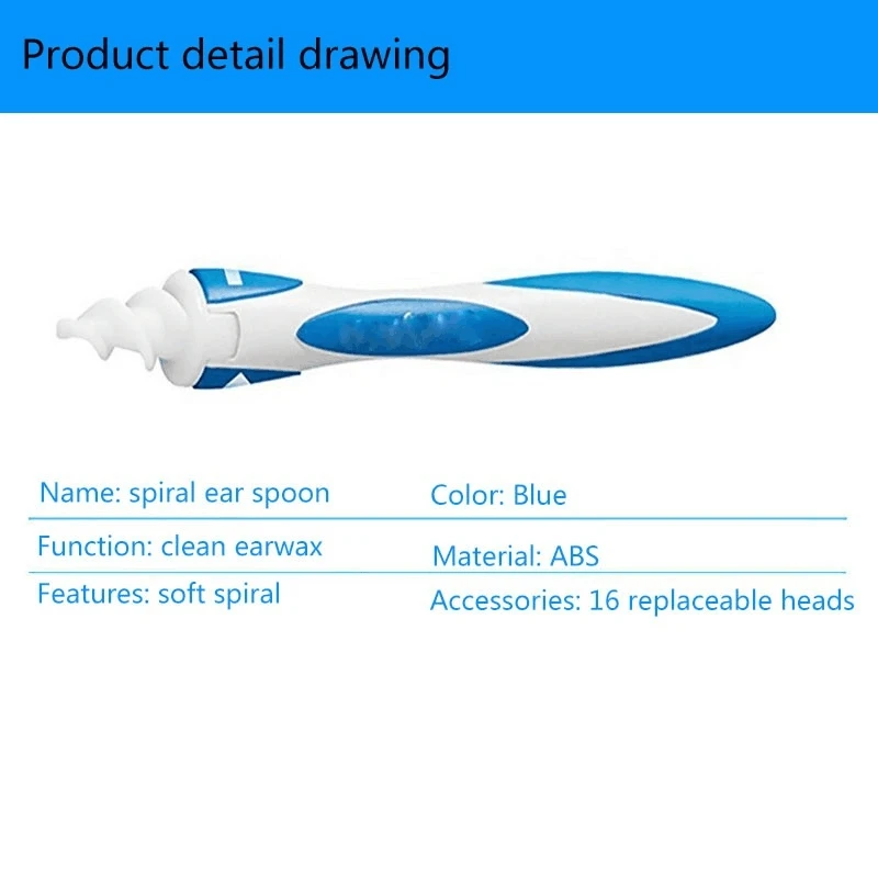 Инструмент для удаления ушного воска Мягкая силиконовая спираль чистки ушей 16
