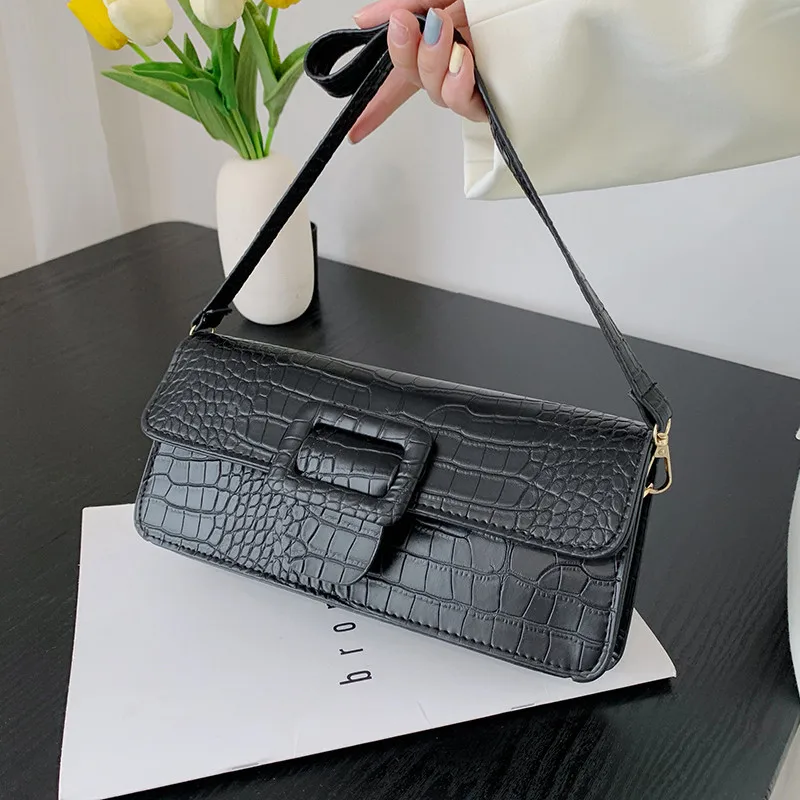 Ladies New Designer Fashion Casual Flip Shoulder Underarm Bags for Women Small Square Bag Vintage PU Leather Texture Handbags