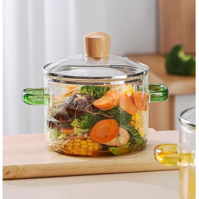 

Утолщенные кухонные горшки, многофункциональная стеклянная кастрюля для приготовления пищи, кастрюля с простым корпусом, практичные прозрачные принадлежности для супа