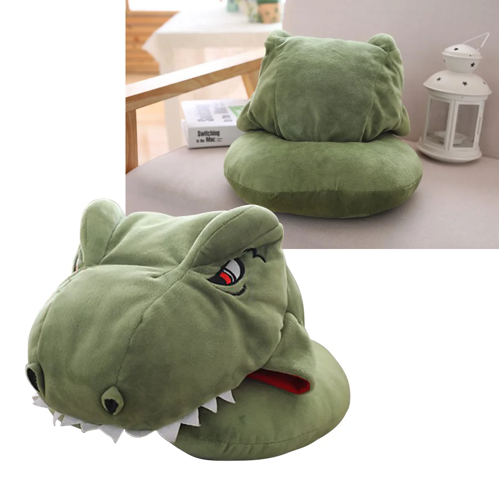 

1 pc Hooded Neck Pillow Dinosaur Cute Plush Stuffed Travel Pillow Animal Toy for Children