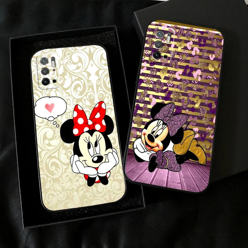 

Cute Minnie Mouse For Xiaomi Poco X3 PRO NFC POCO M3 M3 Pro 5G X3 F3 GT Phone Case Black Coque Silicone Cover Carcasa Back