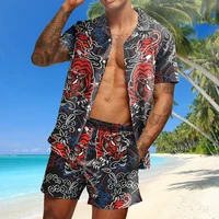 2022 summer mens hawaiian shirt casual shorts 3d digital print brand fashion mens 2 piece oversized s 4xl