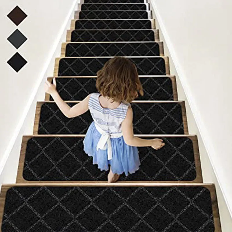 

5PC Stair Treads Carpet Non-Slip Indoor Wood Stair Treads Rugs Anti Moving Modern Stair Runners Safety for Kids Dogs, 8" X 30"