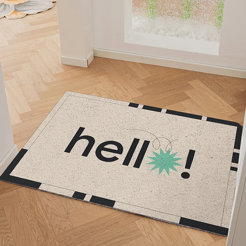 

Hello Doormat for Outdoor Entrance Non Slip Absorbent Resist Dirt Entryway Rug Washable Low-Profile Carpet Front Door Mats