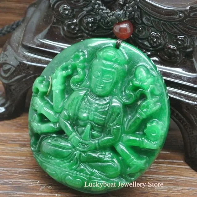 

100% real jade Hand-Carved Emerald green jade pendant Thousand-Hand Guanyin Pendant Jadeite necklace Pendants men