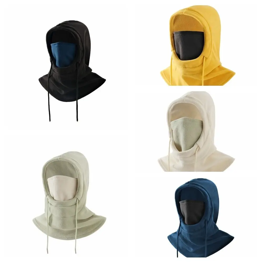 Мягкая термофлисовая шапка-балаклава ветрозащитный пуловер на шнурке теплая