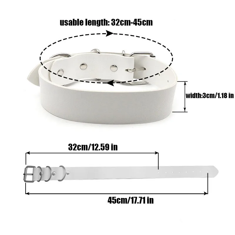 30MM Punk Gold Letters Soft White PU Leather Collars Customized Slave Choker Necklace Sexy Belt BDSM Sex Cosplay Party Jewelry