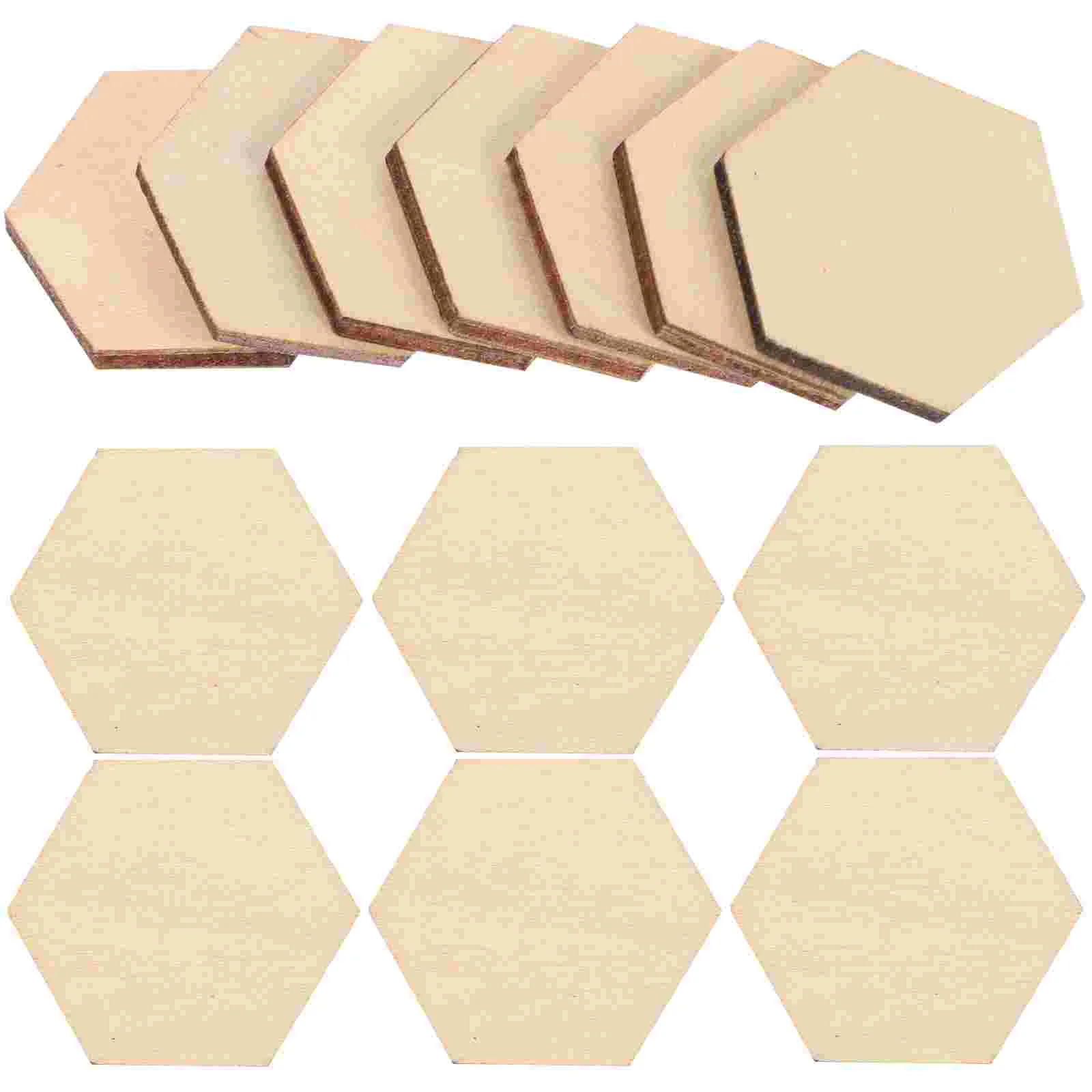 

100PCS 22 5MM Wood Geometric Cutout Small Wood Hexagon Block Tile Label DIY Coloring Painting Wooden Pieces Pendant for