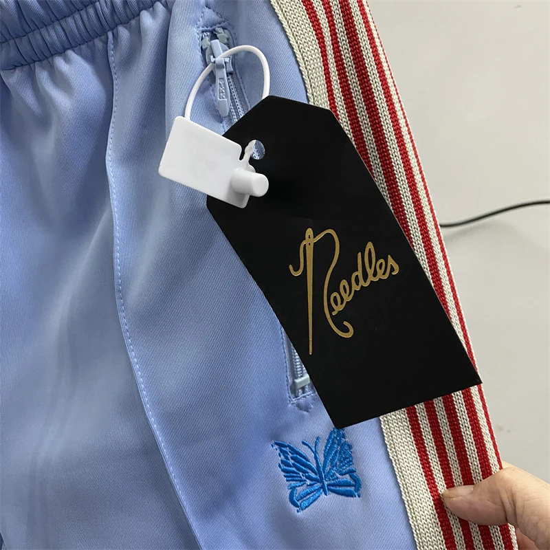 

New Fasion Needles Sweatpants Men Women Stripe Butterfly Track Pants AWGE Narrow Trousers