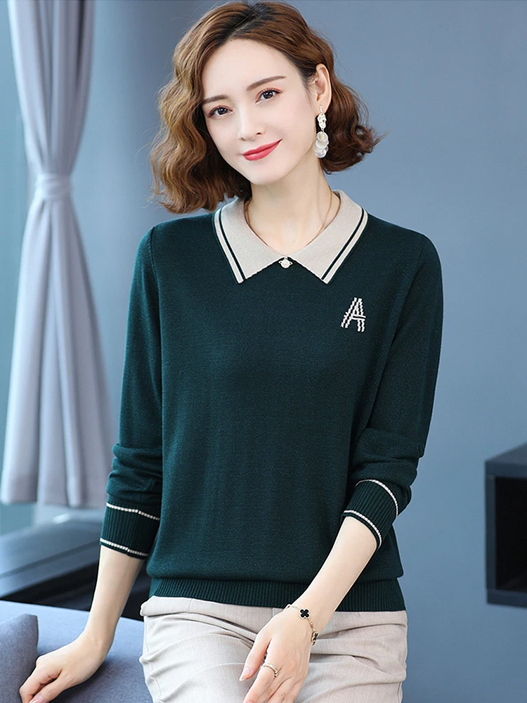 

BETHQUENOY Sueters De Mujer Autumn Winter Long Sleeve Pullover Top Women 2022 Polo Collar Knitted Jumper Pullovers Sweater Femme