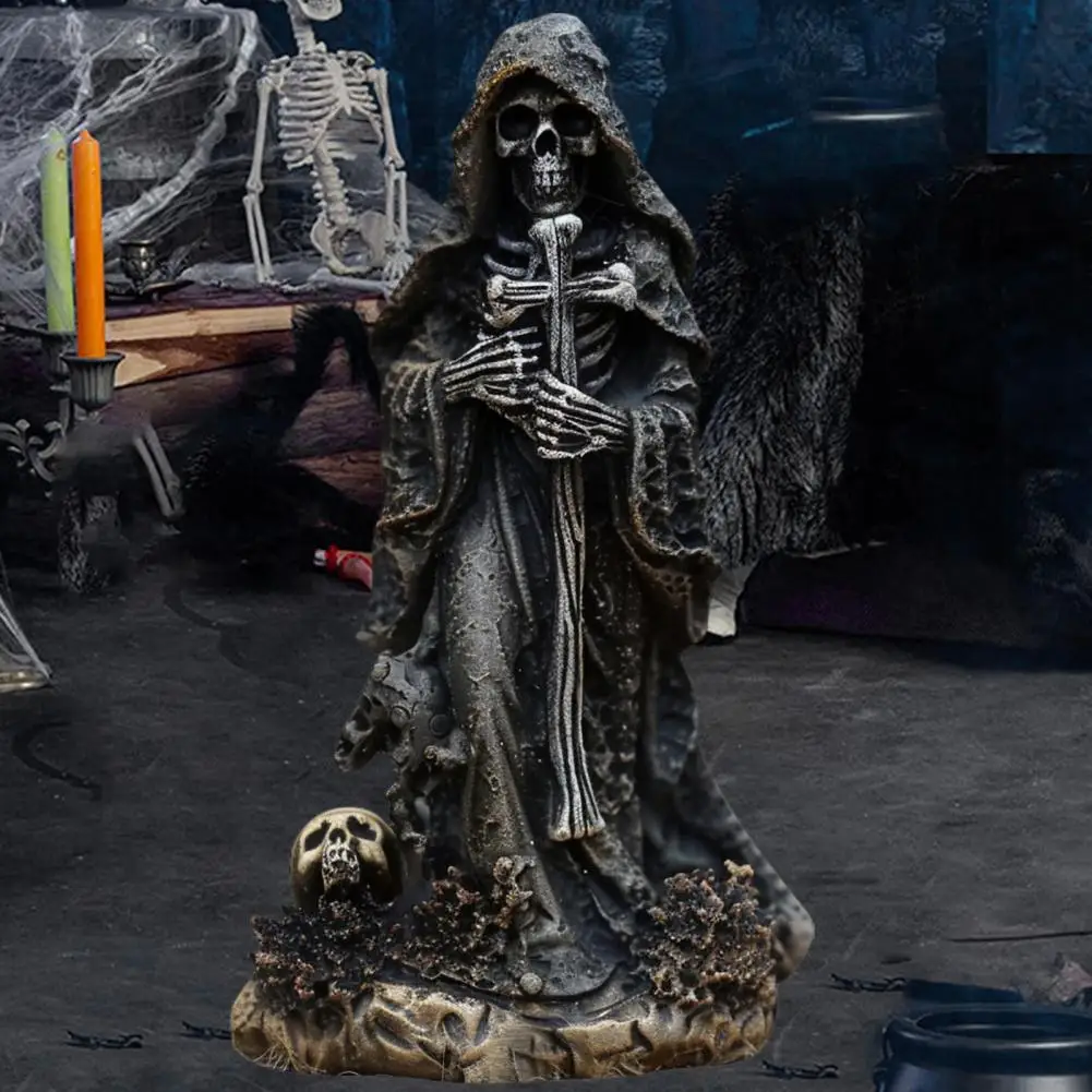 Статуэтка-скелет на Хэллоуин черная каучуковая для дома и офиса книжная полка