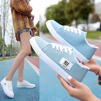 womens canvas shoes casual lace up denim shoe summer tennis for girl flat vulcanized shoes white womens sneakers 2022