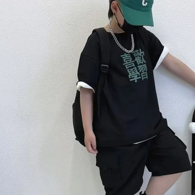 Футболка с круглым вырезом Универсальная детская одежда свободная мода