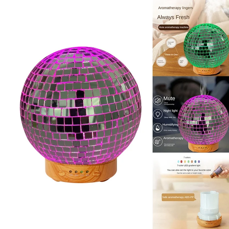 

Disco Ball Diffuser Rotatable With 7 Color Mood Light - Disco Ball Decor Multi-Purpose Disco Diffuser Easy Install Easy To Use