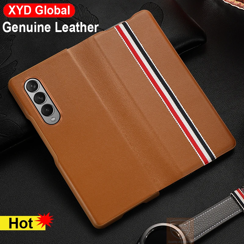 

For Samsung Galaxy Z Fold4 Fold 4 5G Case Genuine Leather Cover Phone Case For Samsung Galaxy Z Fold 4 Fold4 Bumper Shell Bag