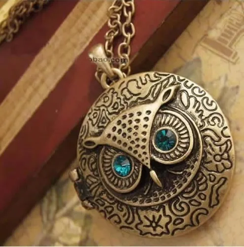 

Fashion Jewelry For Women Retro Openable Locket Owl Pendant Necklace Sweater Necklaces