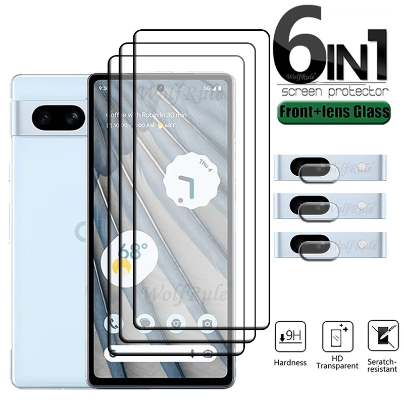 

6 в 1 для Google Pixel 7A стекло Pixel 7A закаленное стекло 9H Полноразмерное Защитное стекло для экрана Google Pixel 6 7 A 6A 7A стекло для объектива