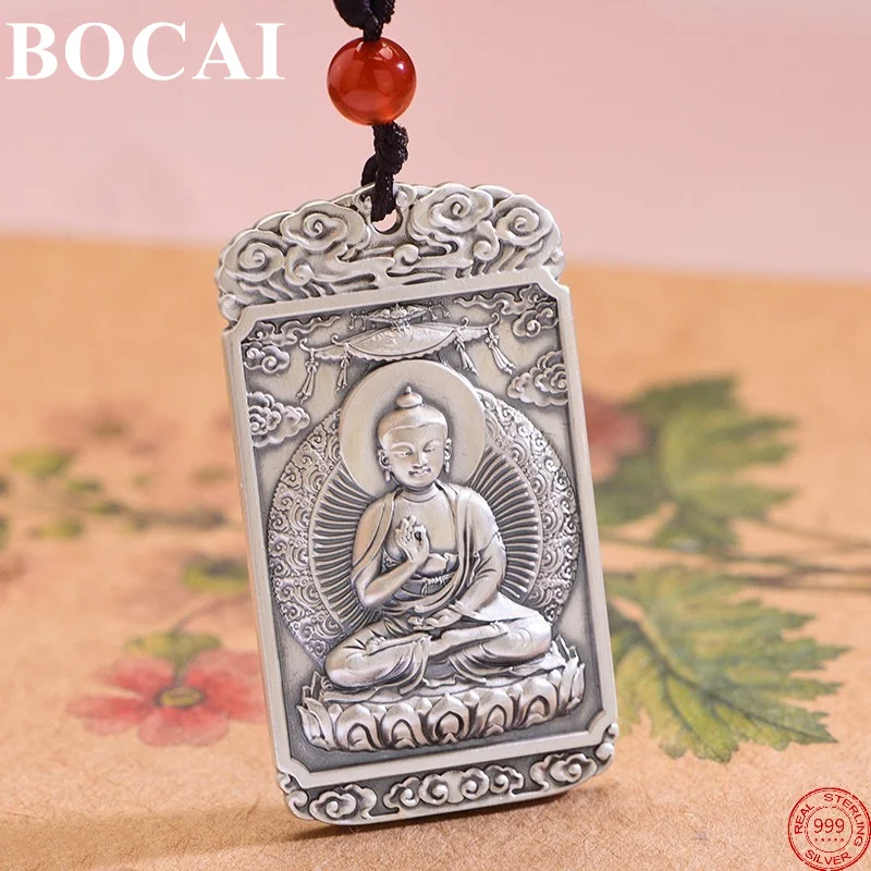 

BOCAI S999 Sterling Silver Charm Pendant 2021 Popular Eight Guardian God Zodiac Pure Argentum Buddha Statue Amulet for Men Women