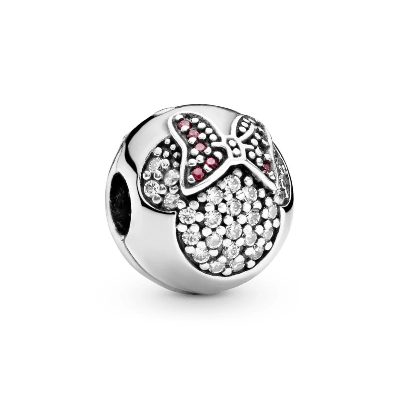 

Advanced Texture 925 Solid Silver Beads Cartoon Mini Mouse Pave Clip Charms Fit Pandora Original Bracelet Women DIY Jewelry Gift