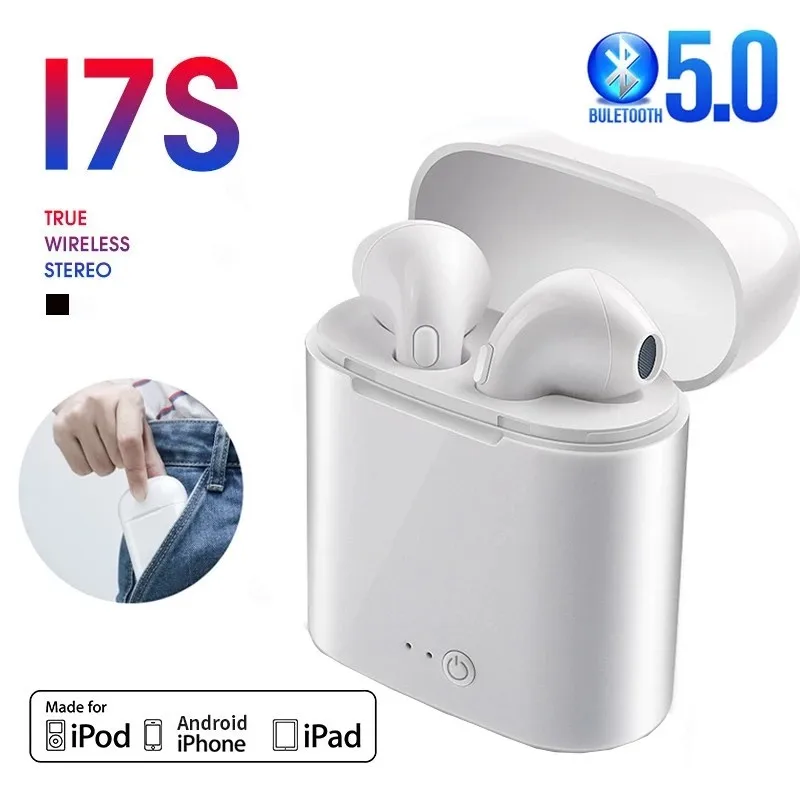 

I7s Bluetooth 5,0 настоящие Беспроводные наушники с зарядным устройством водонепроницаемые наушники с регулятором громкости мини-наушники гарнит...